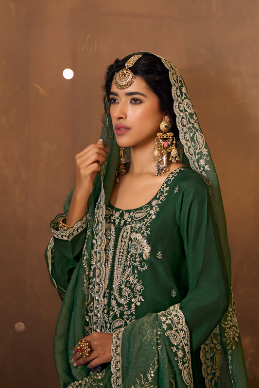 Bamberg Silk Salwar Suit with Elegant Eid Embroidery Design