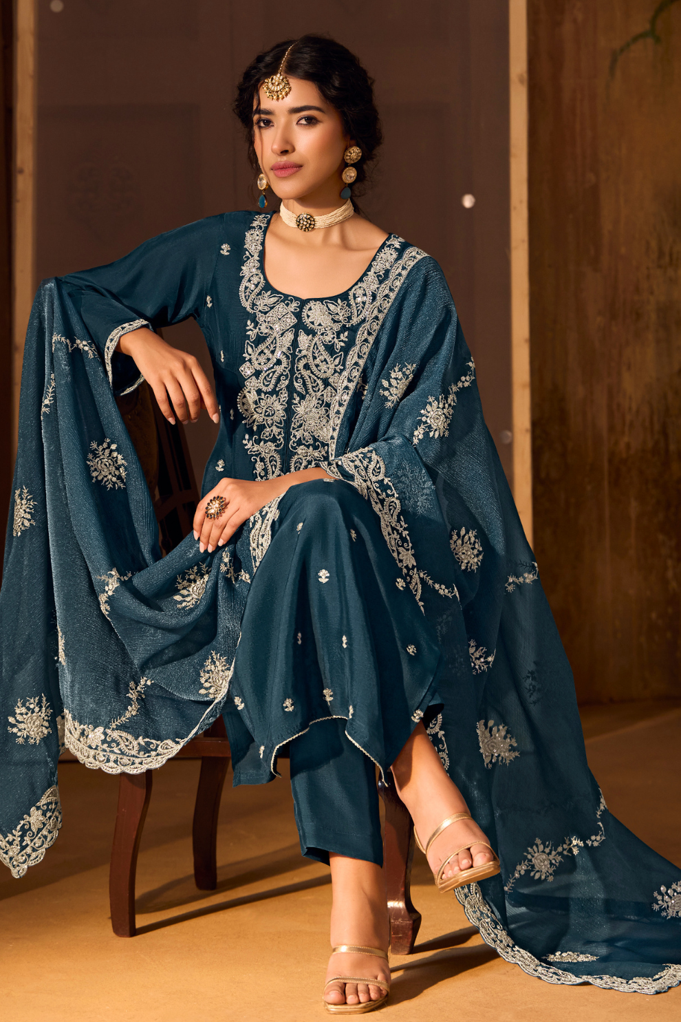 Bamberg Silk Salwar Suit with Elegant Eid Embroidery Design