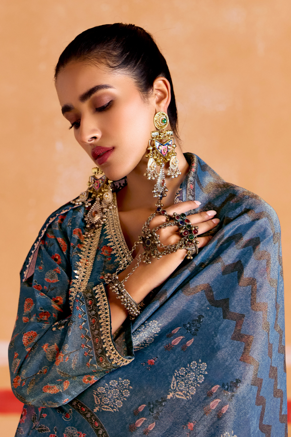 Pure Muslin Straight Salwar Suit with Ceremonial Pitta Embroidery