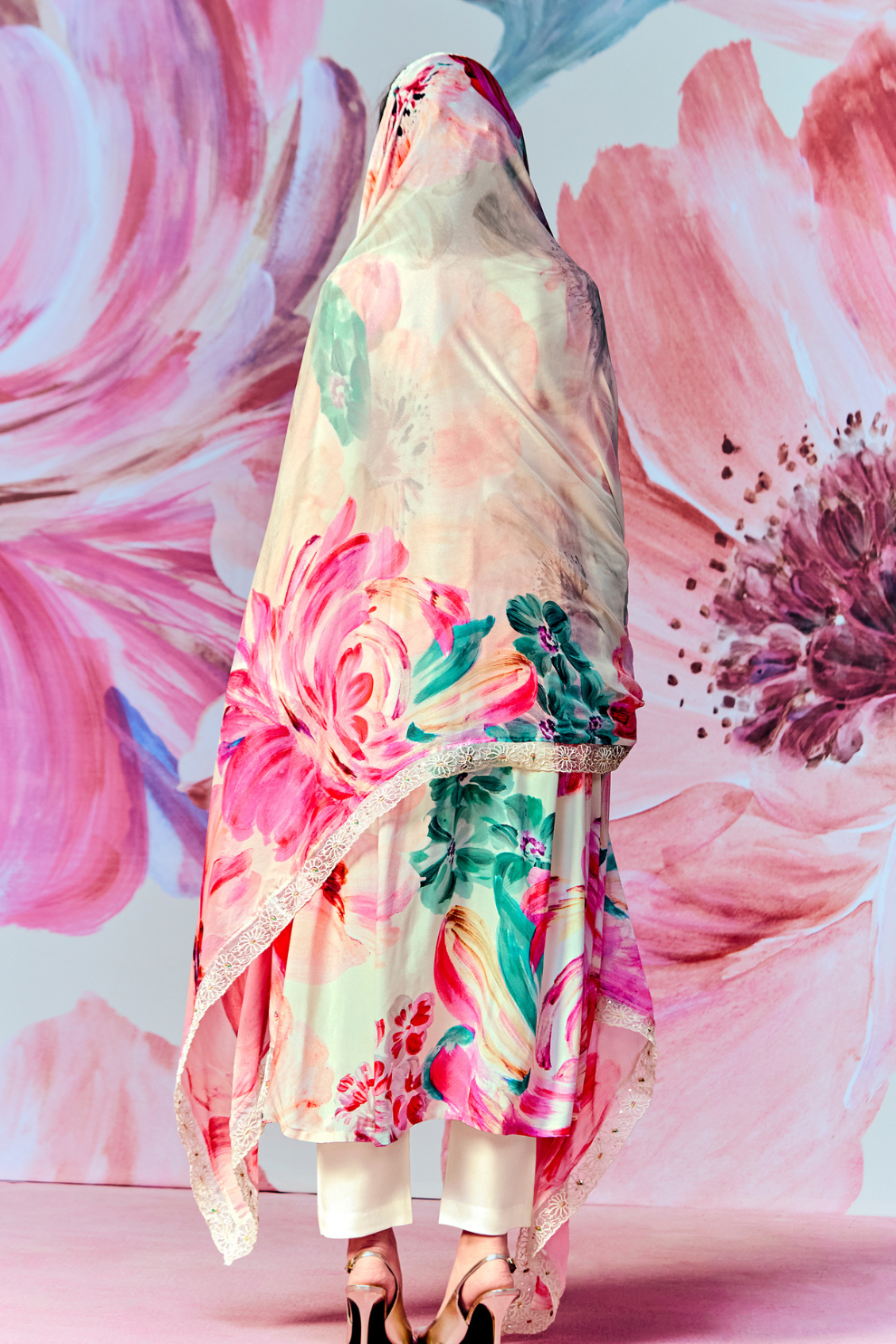 Pure Muslin Embroidered Salwar Suit with Pearl Cutwork Finish