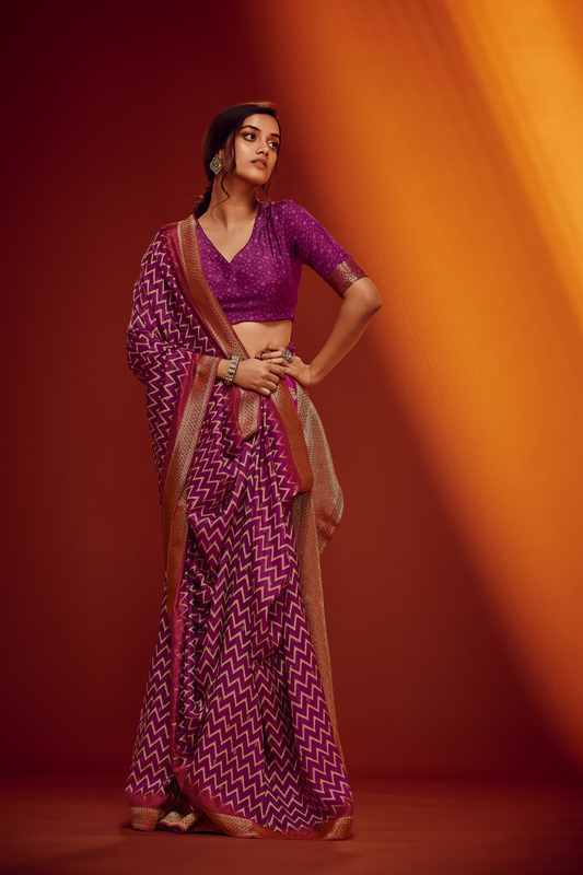 Designer Viscose Woven Saree and Digital Print Blouse