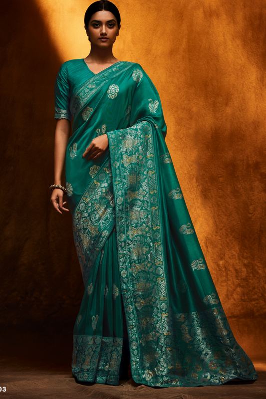 Viscose Silk Haldi Function Saree with Satin Silk Blouse