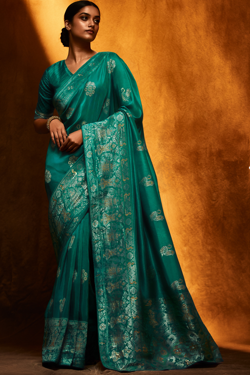 Viscose Silk Haldi Function Saree with Satin Silk Blouse