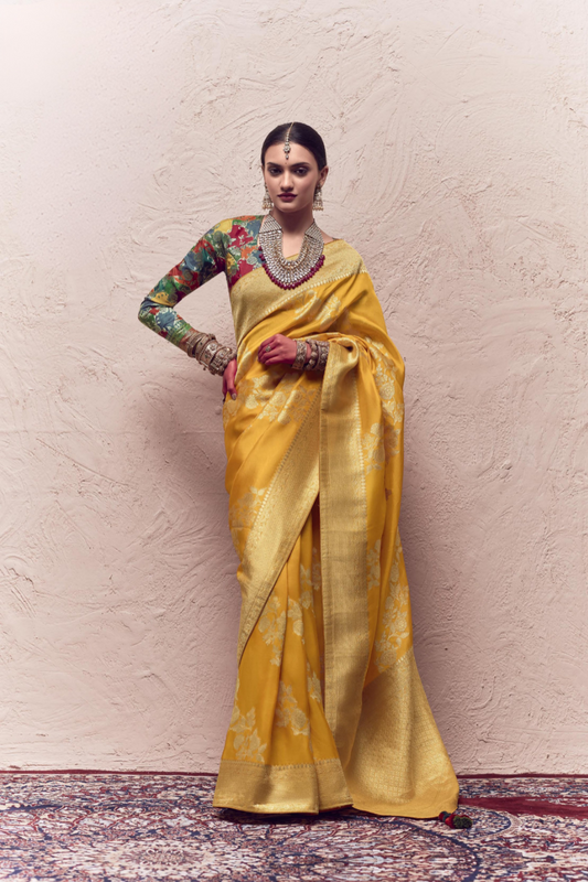 Pure Zari Elegance A Saree Woven with Timeless Beauty