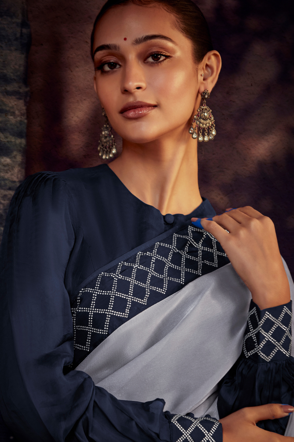 Organza Silk Saree with Embroidered Lace Border & Full Fancy Embroidery