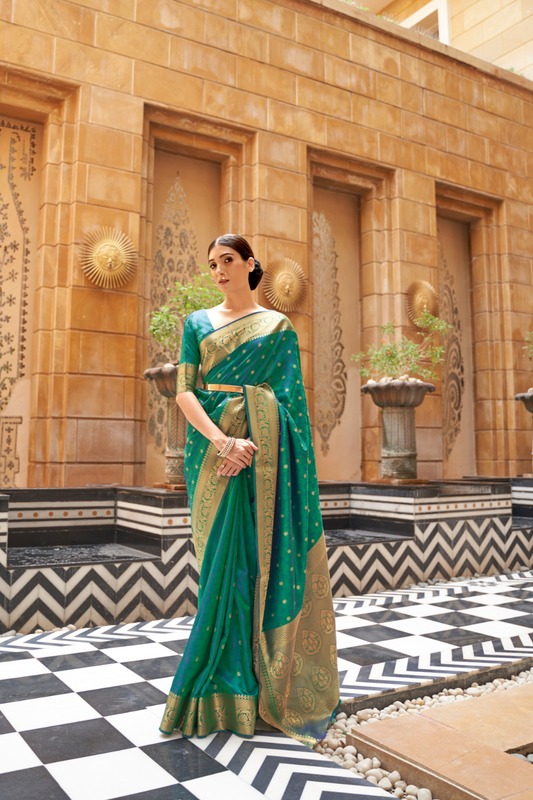 Designer Banarasi Silk Saree with Small Butti Zari Weaving