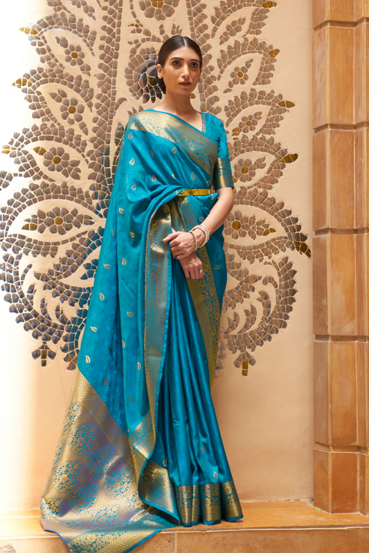 Designer Banarasi Silk Saree with Small Butti Zari Weaving
