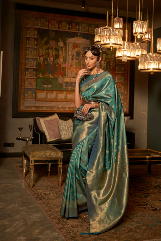 Zari Banarasi Saree with Ethnic Motifs Woven Design