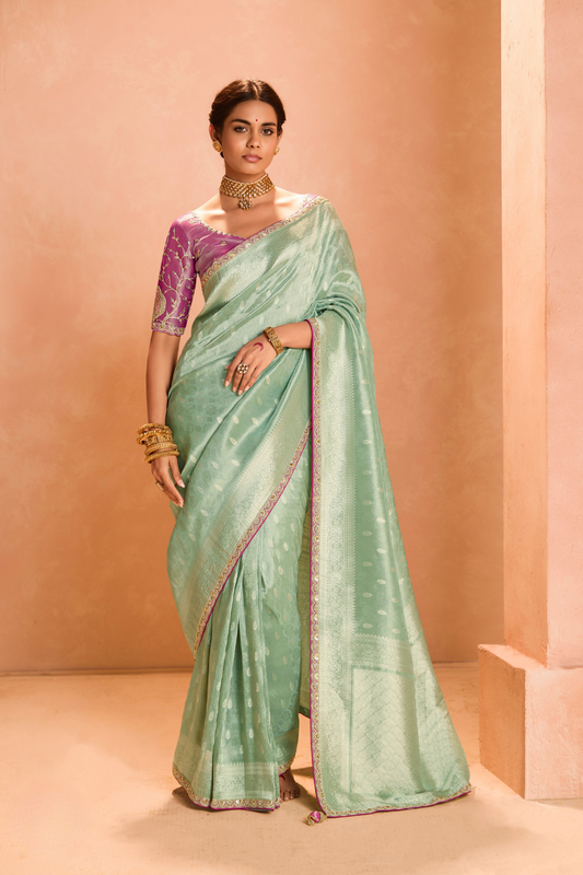 Banarasi Bridal Tissue Silk Saree with Traditional Royal Finish