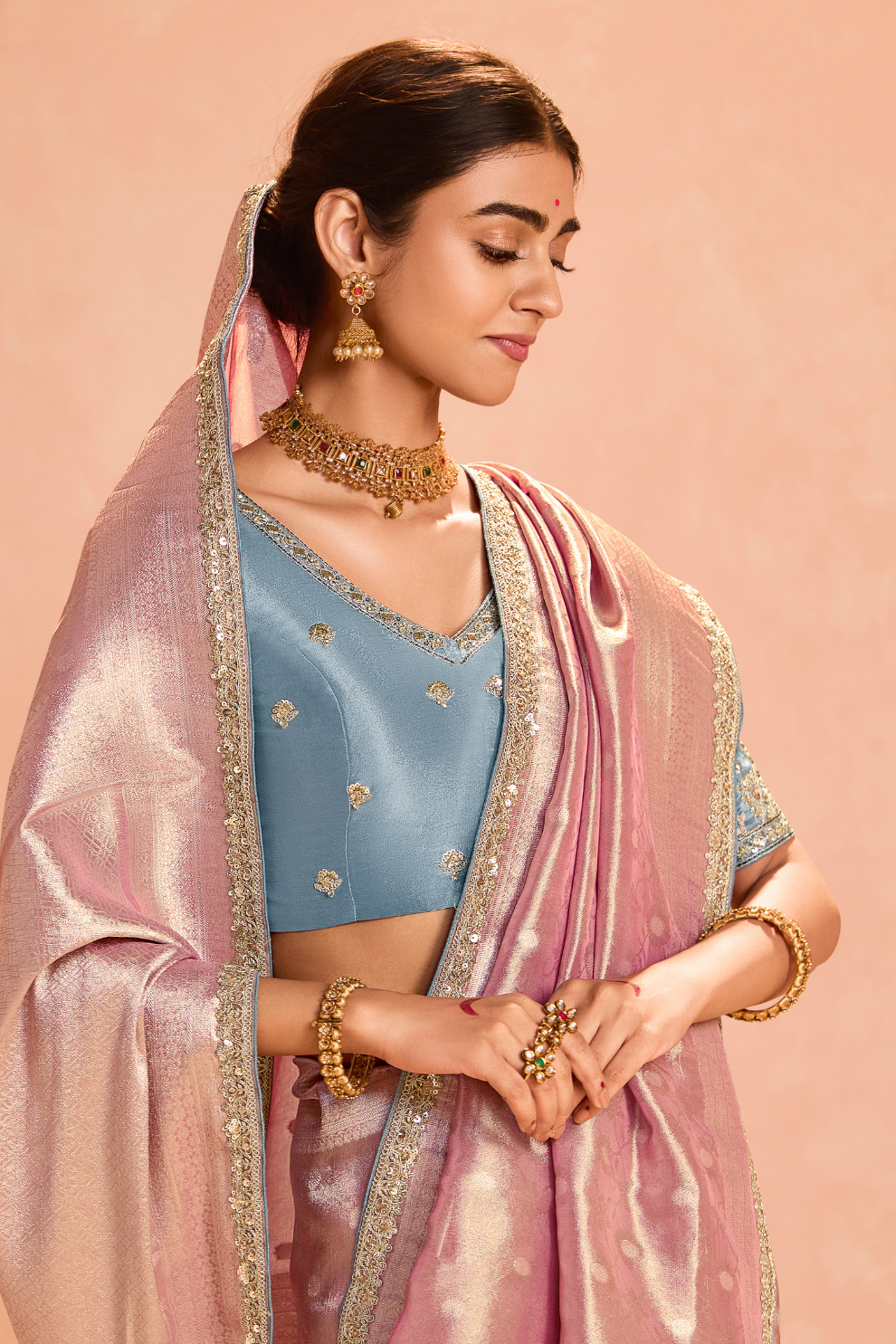 Banarasi Bridal Tissue Silk Saree with Traditional Royal Finish