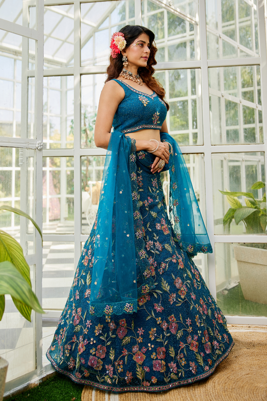 Traditional Net Lehenga Choli & Dupatta with Rich Coding