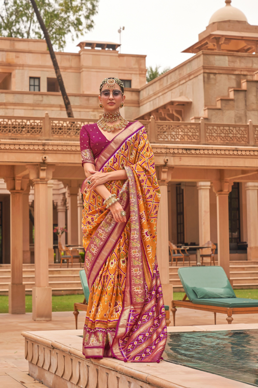 Elegant Patola Silk Saree with Foil Print Design