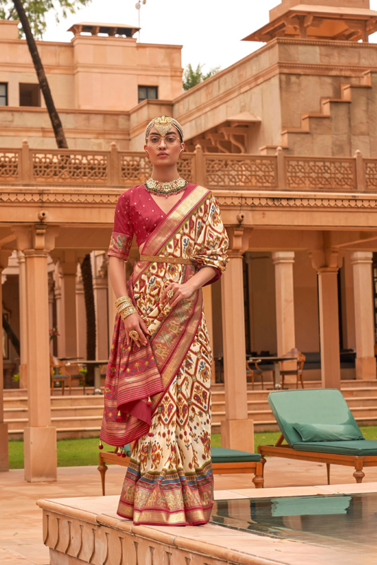 Elegant Patola Silk Saree with Foil Print Design
