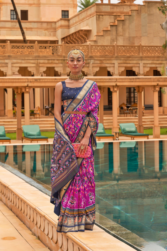 Elegant Patola Silk Saree with Foil Print Design