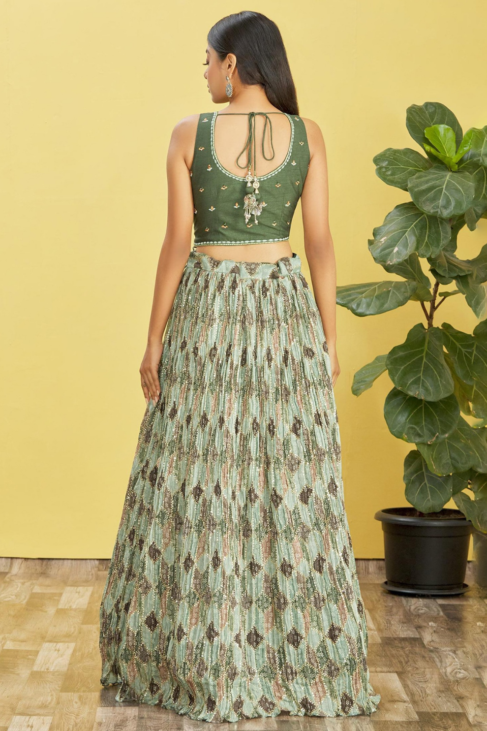 Vibrant Digital Printed Organza Lehenga Choli with Contemporary Flair