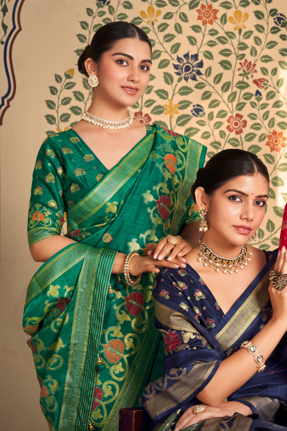 Luxurious Banarasi-Inspired Saree in Polyester Viscose Silk with Zari Embroidery