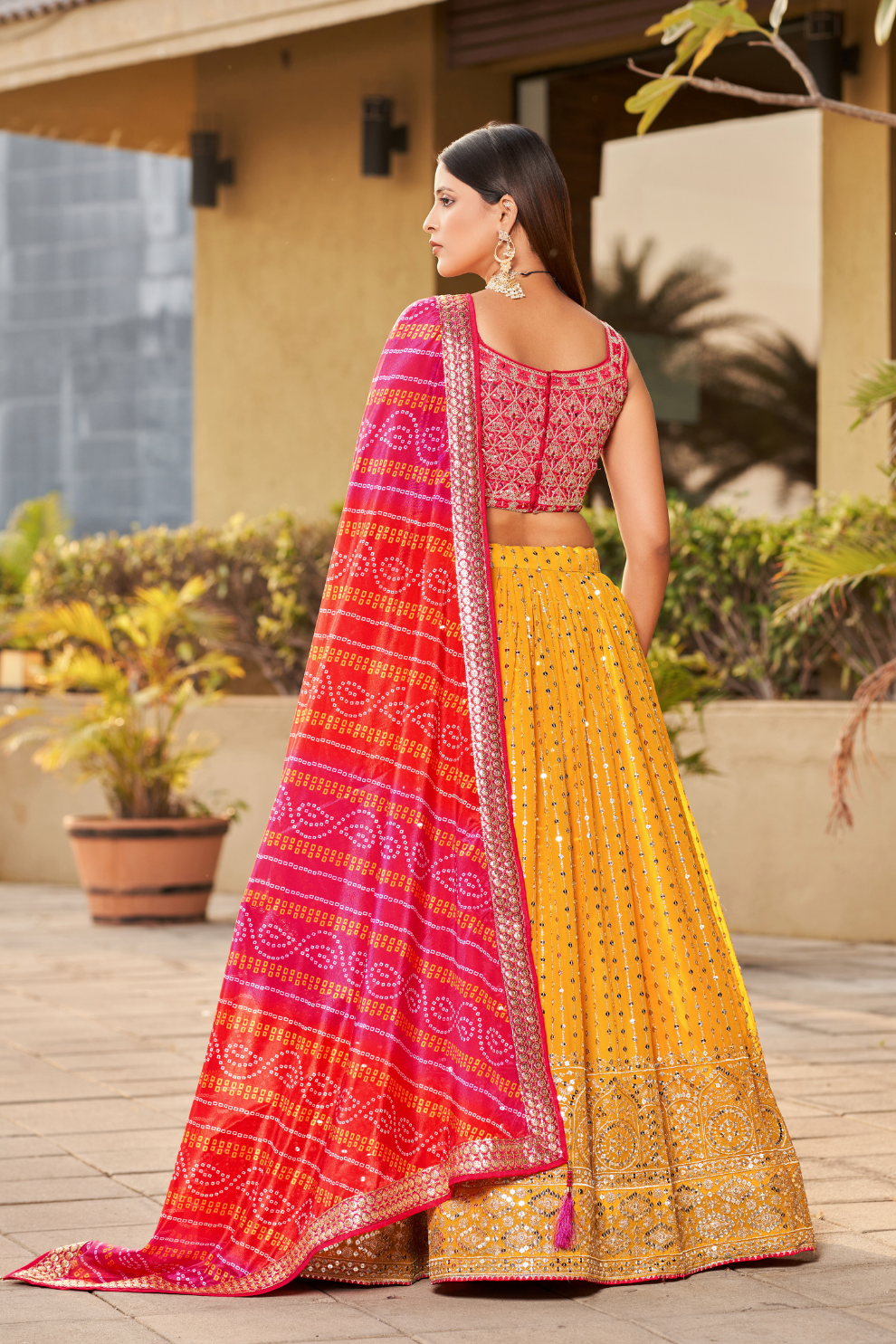 Elegant Digital Printed Ensemble with Sequins, Zari, Thread & Dori Embroidery