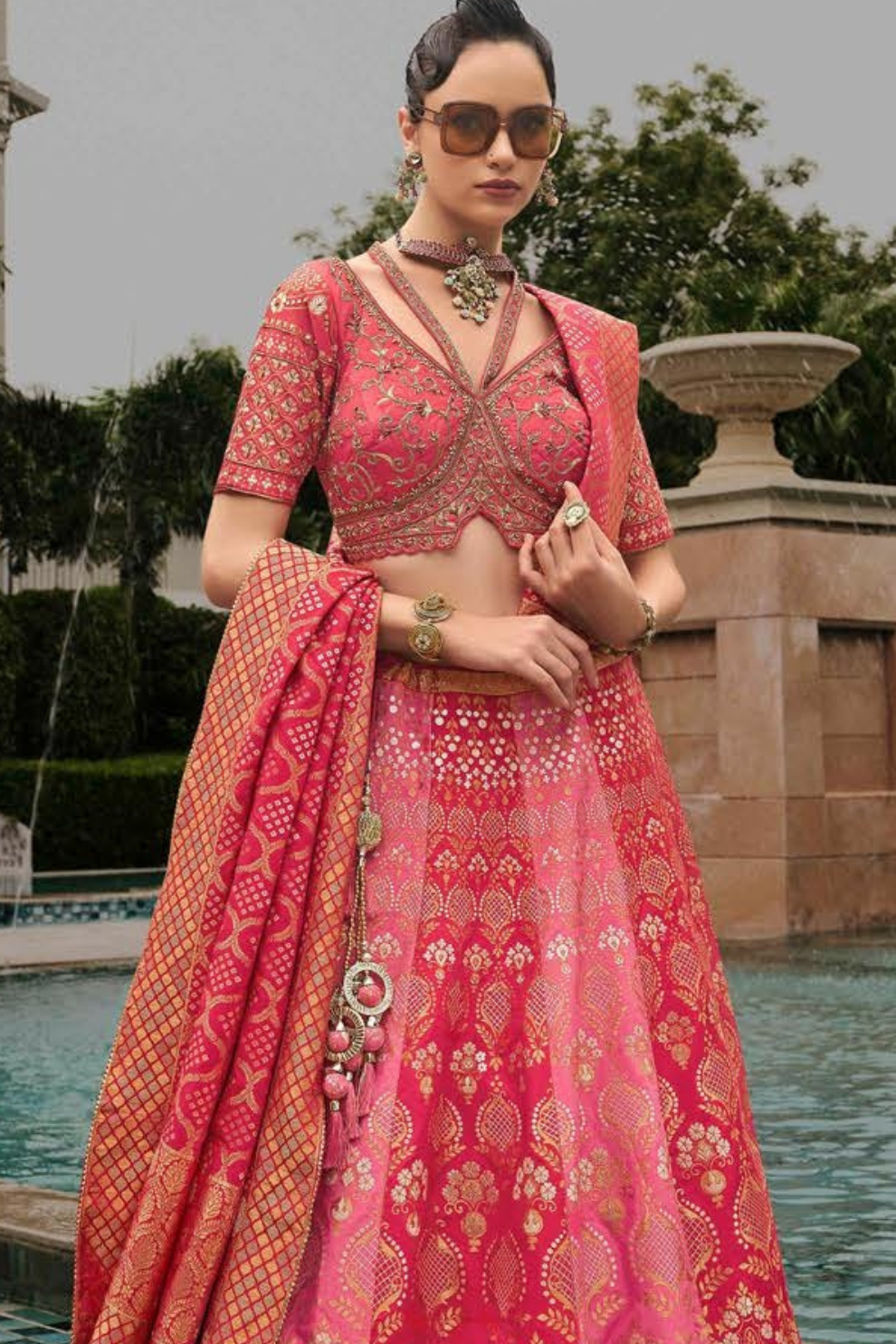 Peach Silk Bridal Lehenga Choli with Exquisite Embroidery - LaVante Fashion