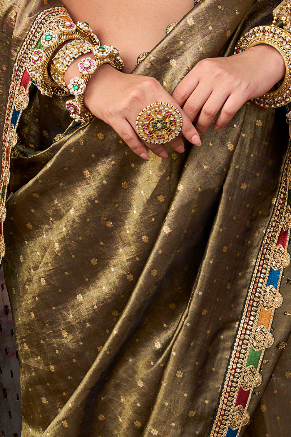 Pure Tissue Saree with Beaufort Multicolored Lace - LaVante Fashion