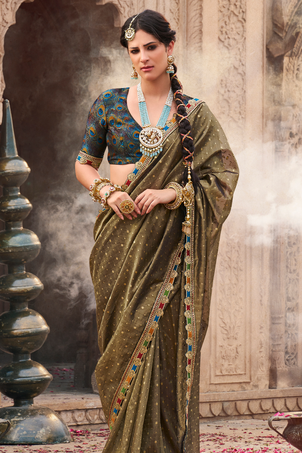 Pure Tissue Saree with Beaufort Multicolored Lace - LaVante Fashion