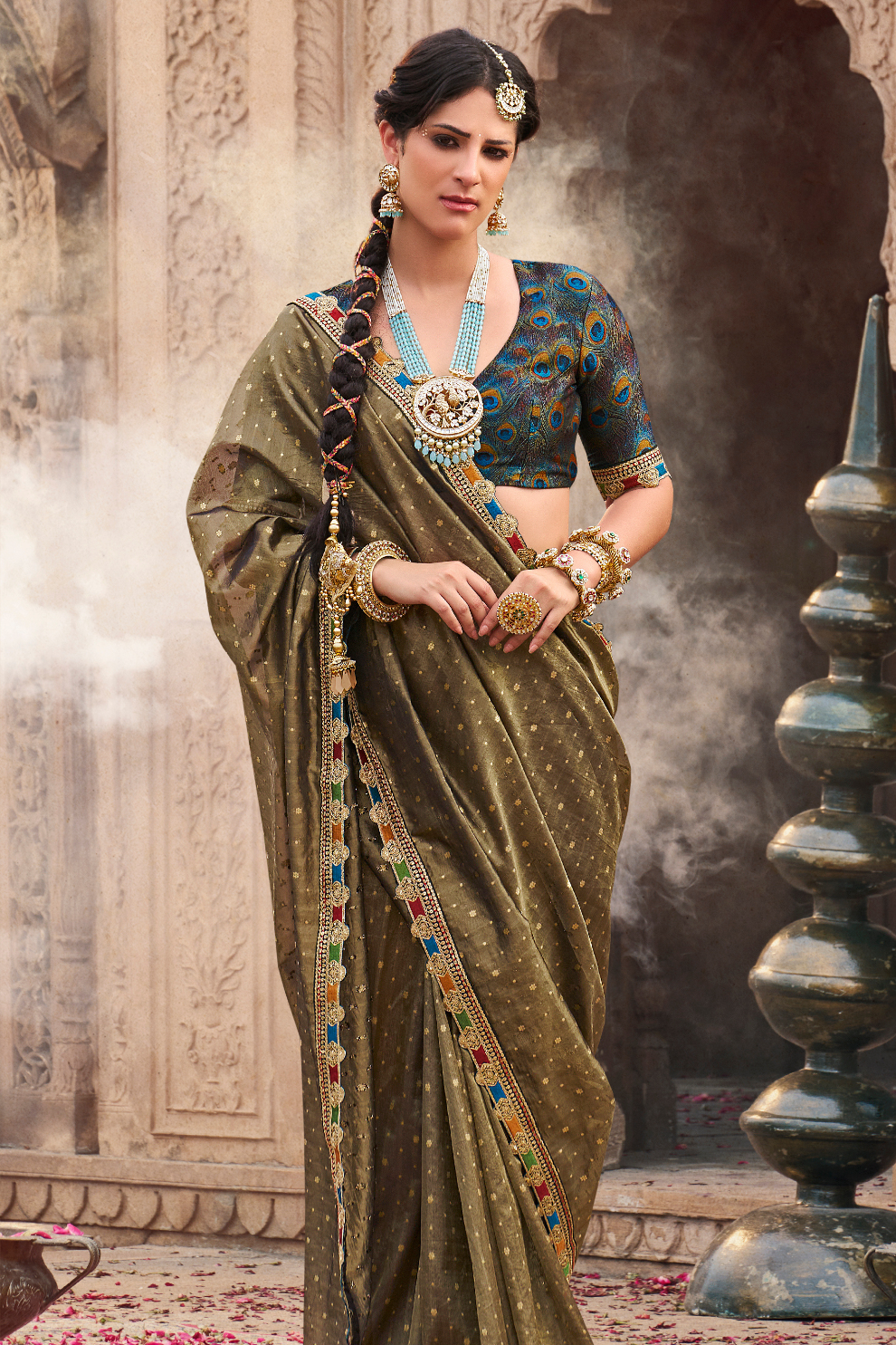 Pure Tissue Saree with Beaufort Multicolored Lace - LaVante Fashion