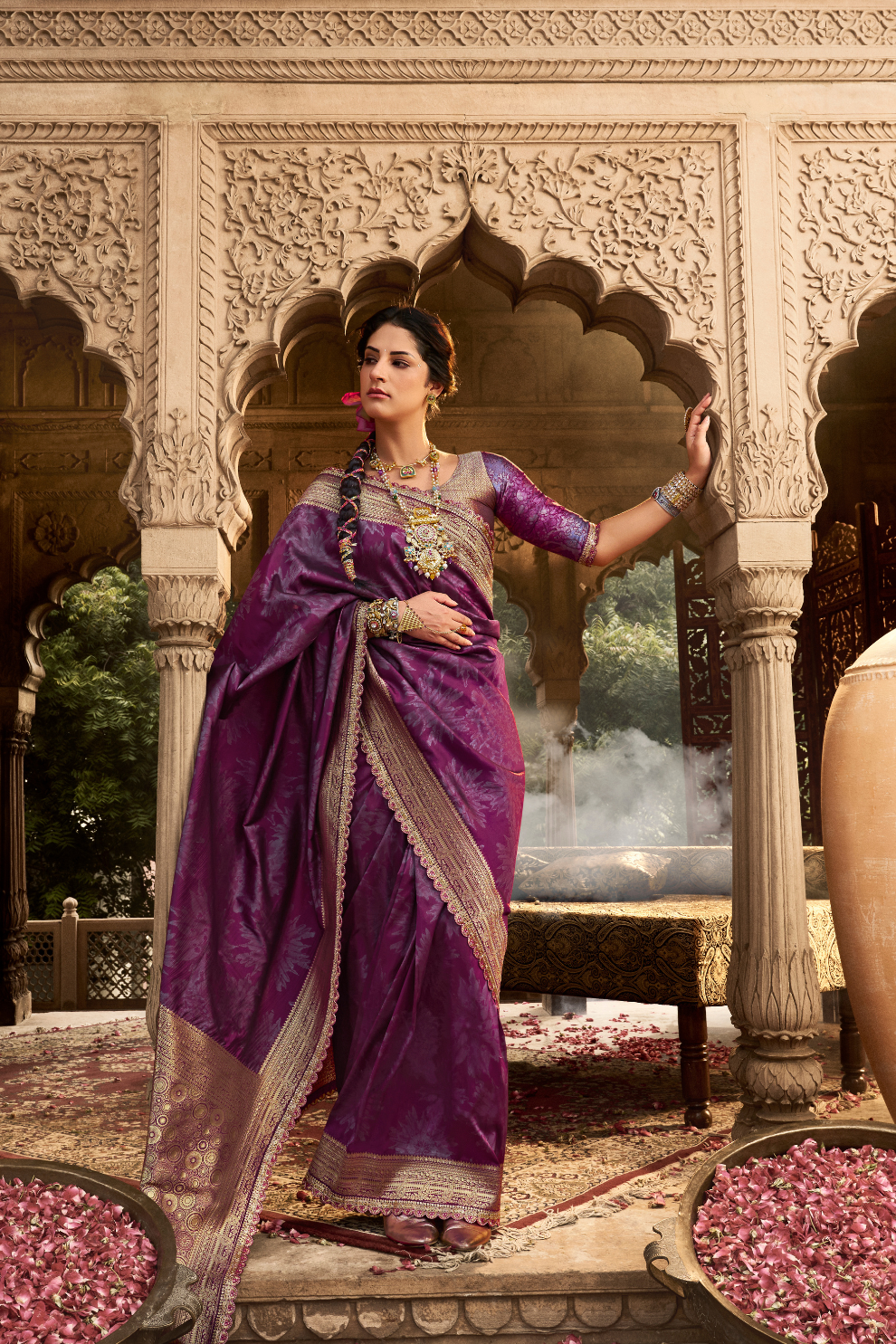 Soft Banarasi Silk Saree with Fancy Fabric - LaVante Fashion