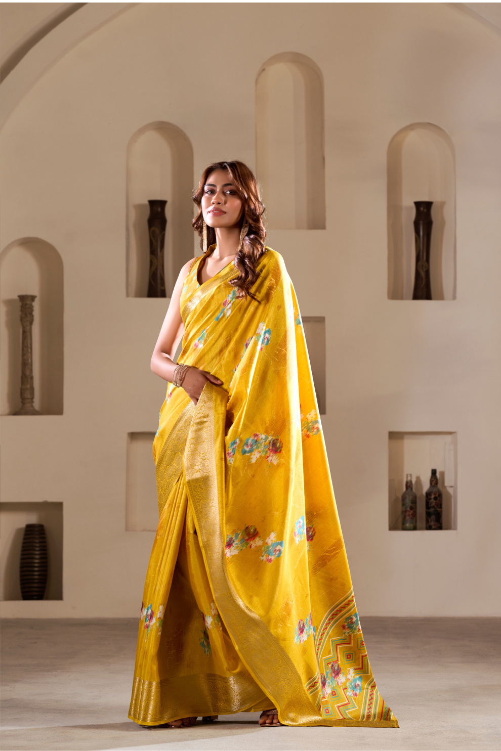 Soft Dola Silk with Foil Print and Dusty Color Matching - LaVante Fashion