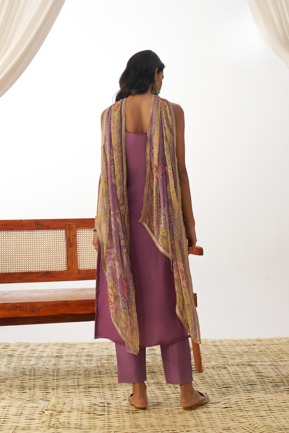 Thrilling Purple Organza Readymade Salwar Kameez