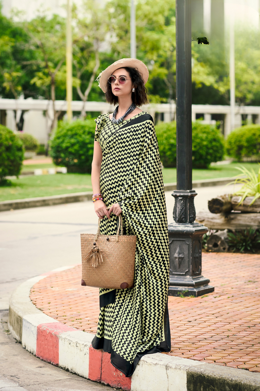 Premium Japan Satin Silk Saree – Smooth, Heavy-Drape & Luxurious Feel - LaVante Fashion