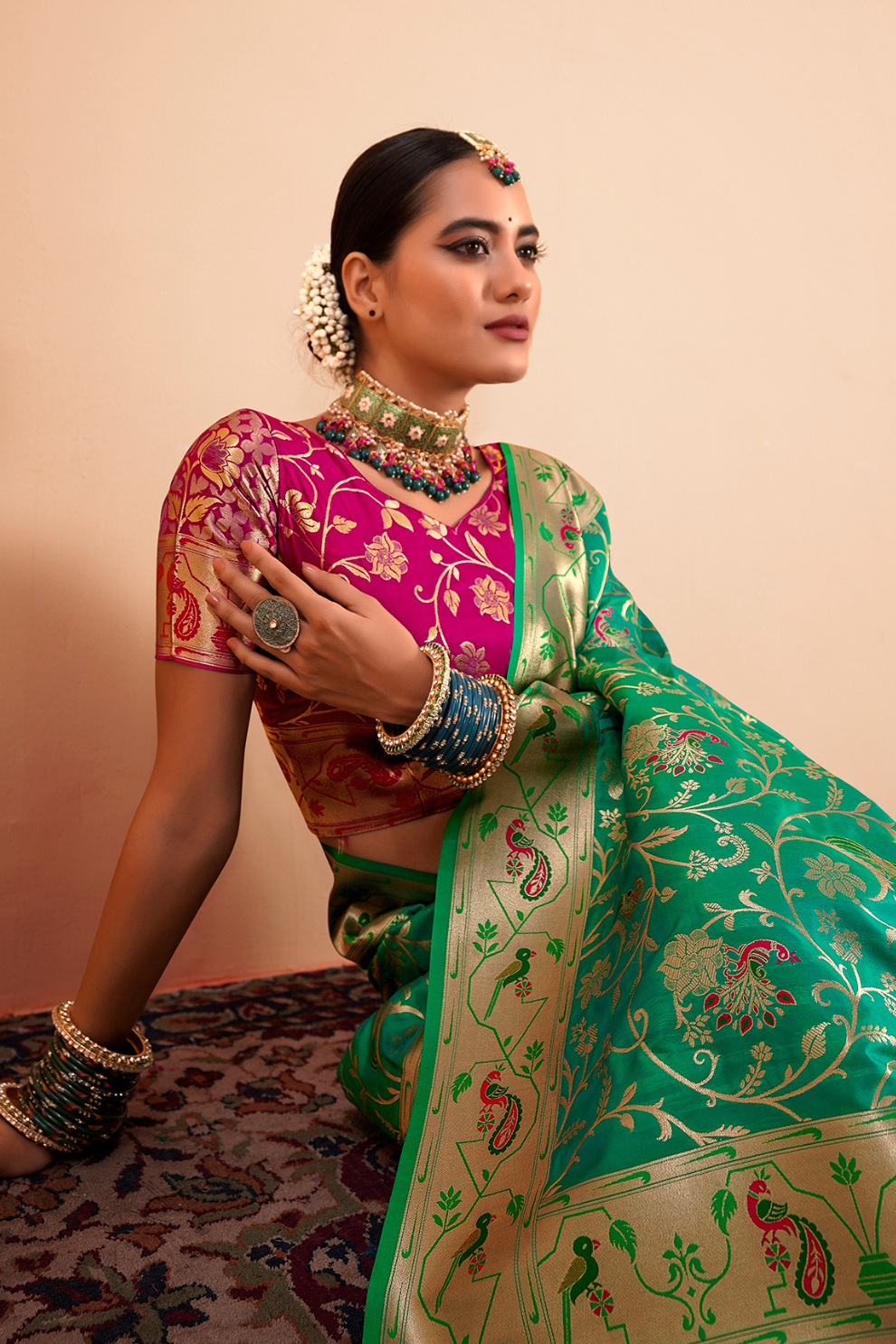 Elegant Pure Paithani Silk Woven with Timeless Zari - LaVante Fashion