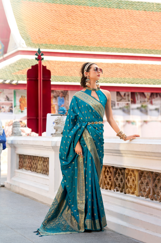 Heritage Zari Woven Pure Satin Silk Saree for Festive Elegance