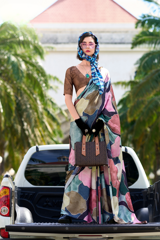 Pure Satin Shine with Signature Digital Prints Grace with a Twist - LaVante Fashion