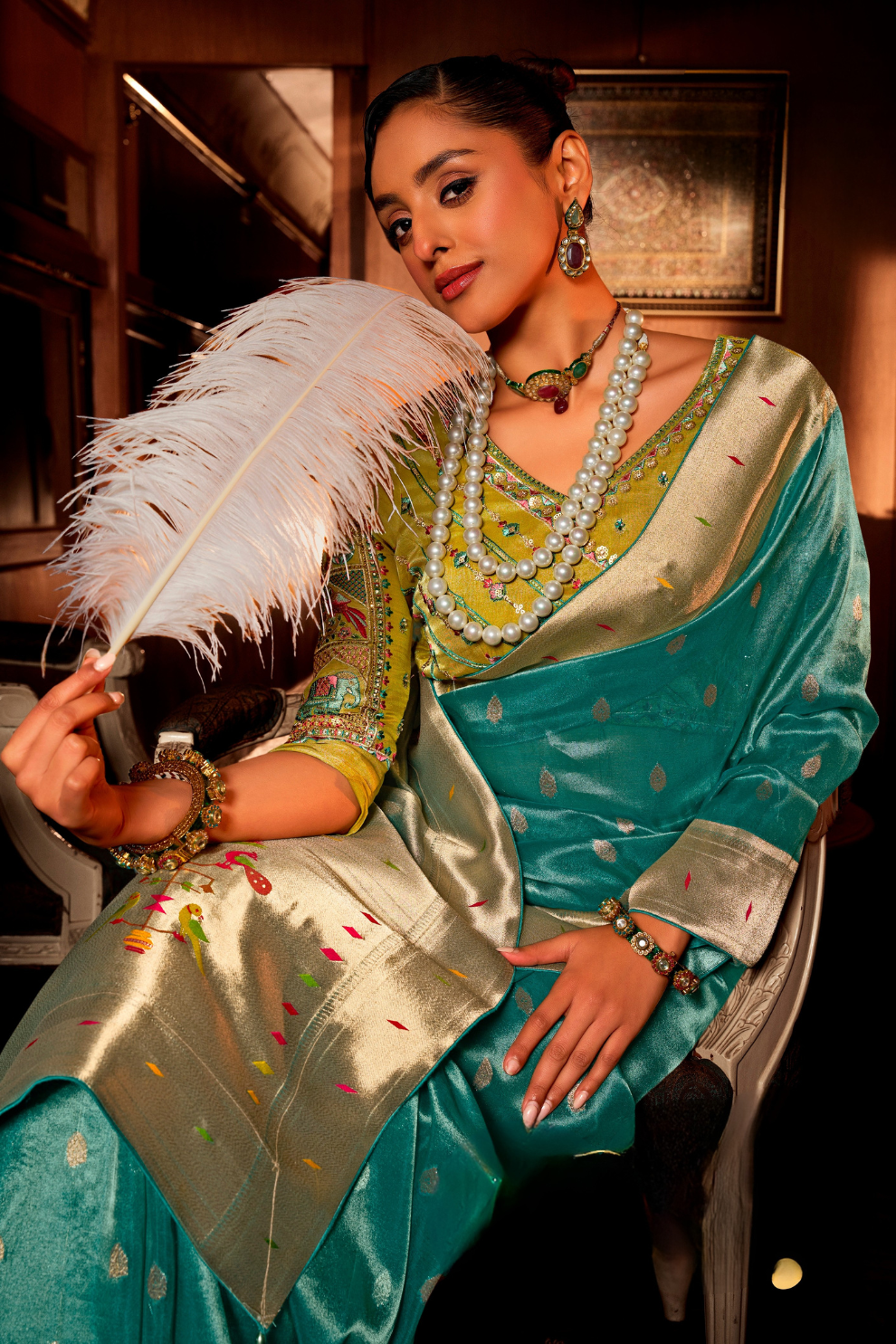 Pure Tissue Paithani Saree with Heavy Contrast - LaVante Fashion