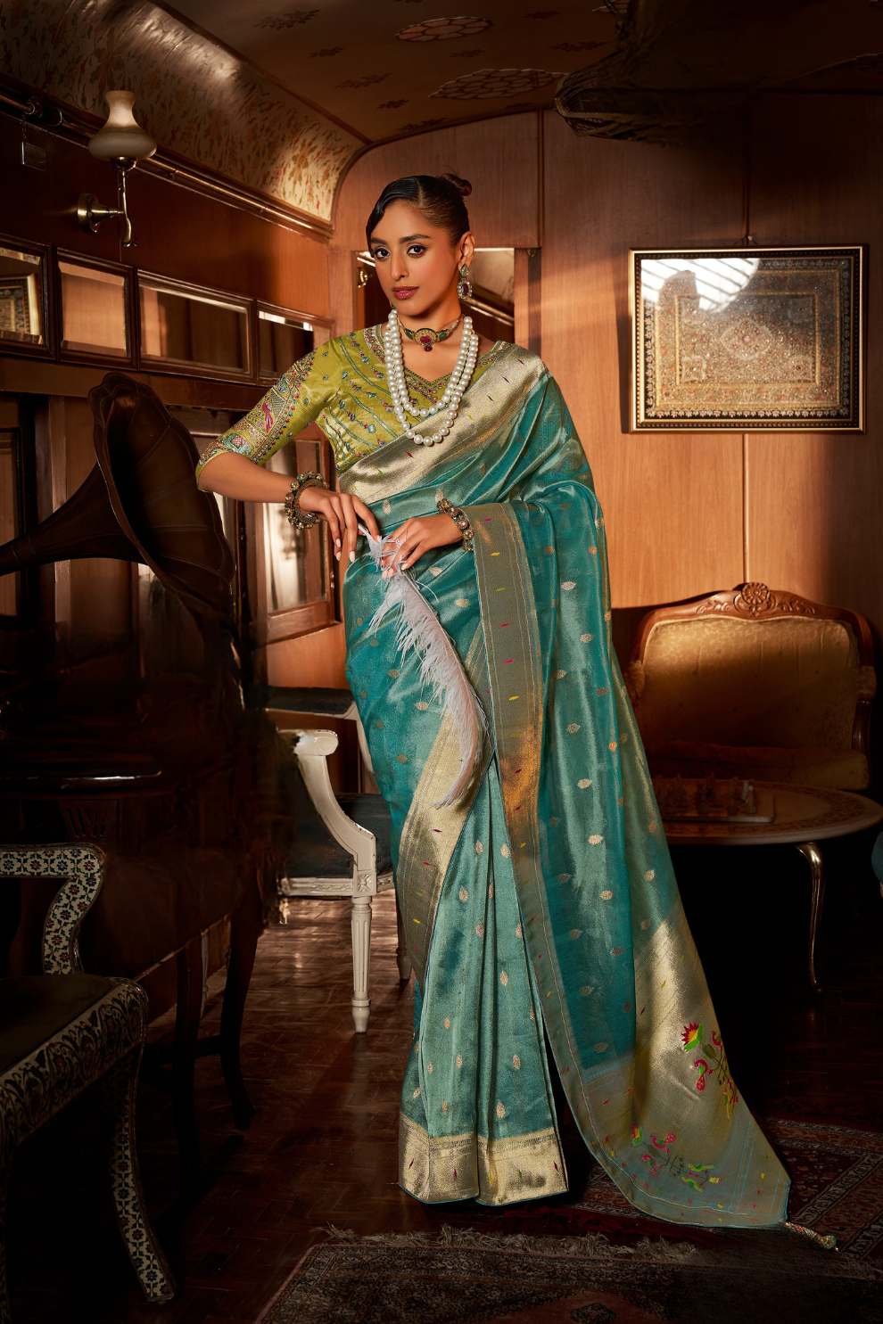 Pure Tissue Paithani Saree with Heavy Contrast - LaVante Fashion