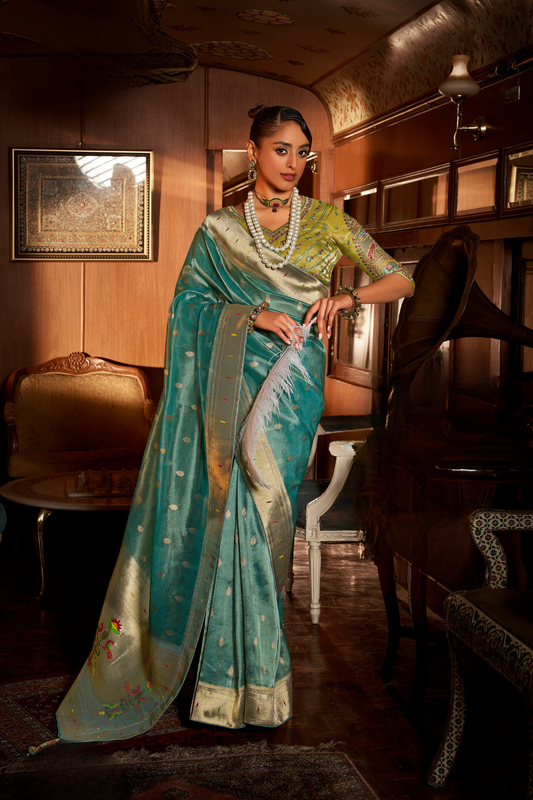 Pure Tissue Paithani Saree with Heavy Contrast - LaVante Fashion