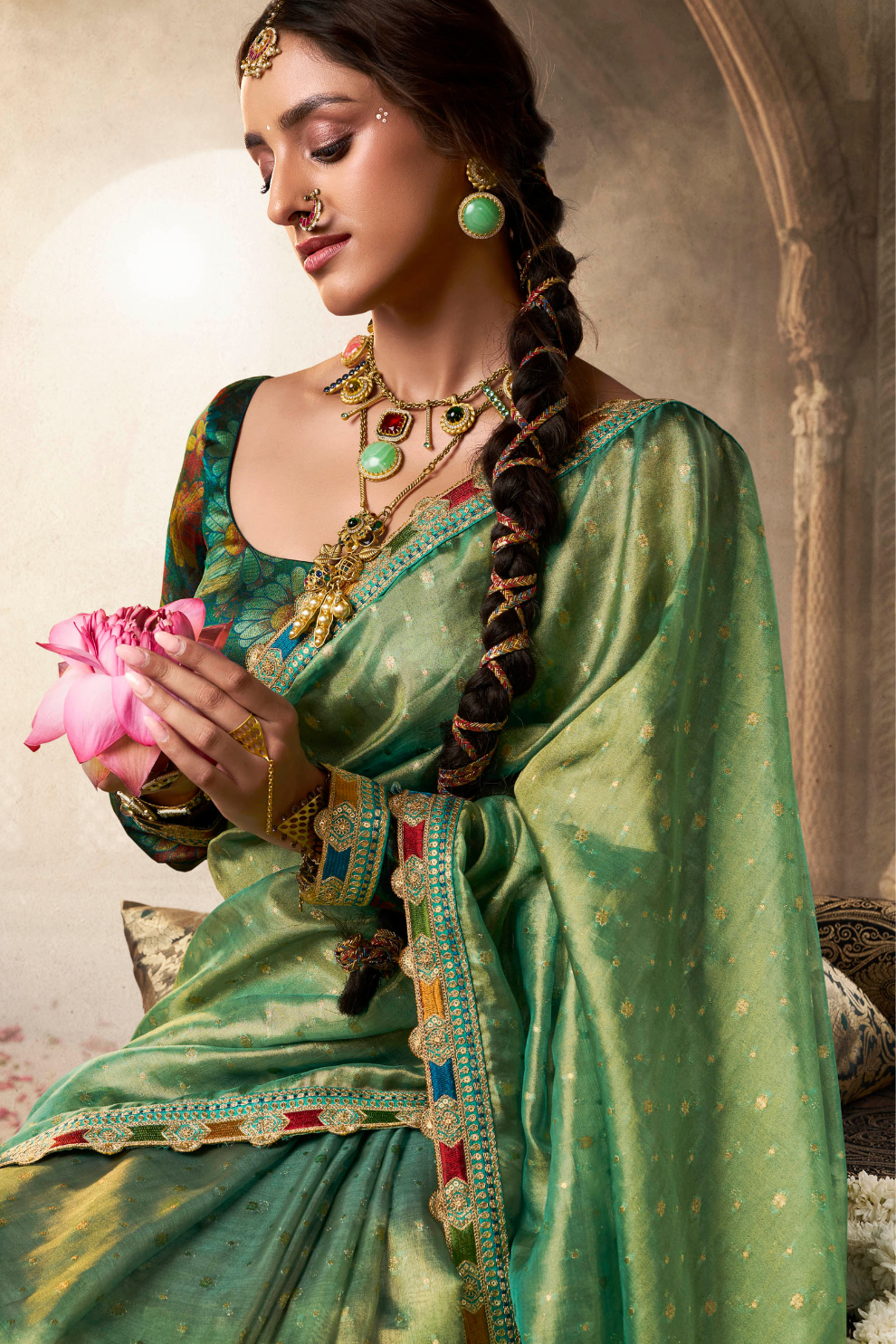 Pure Tissue Saree with Beaufort Multicolored Lace - LaVante Fashion