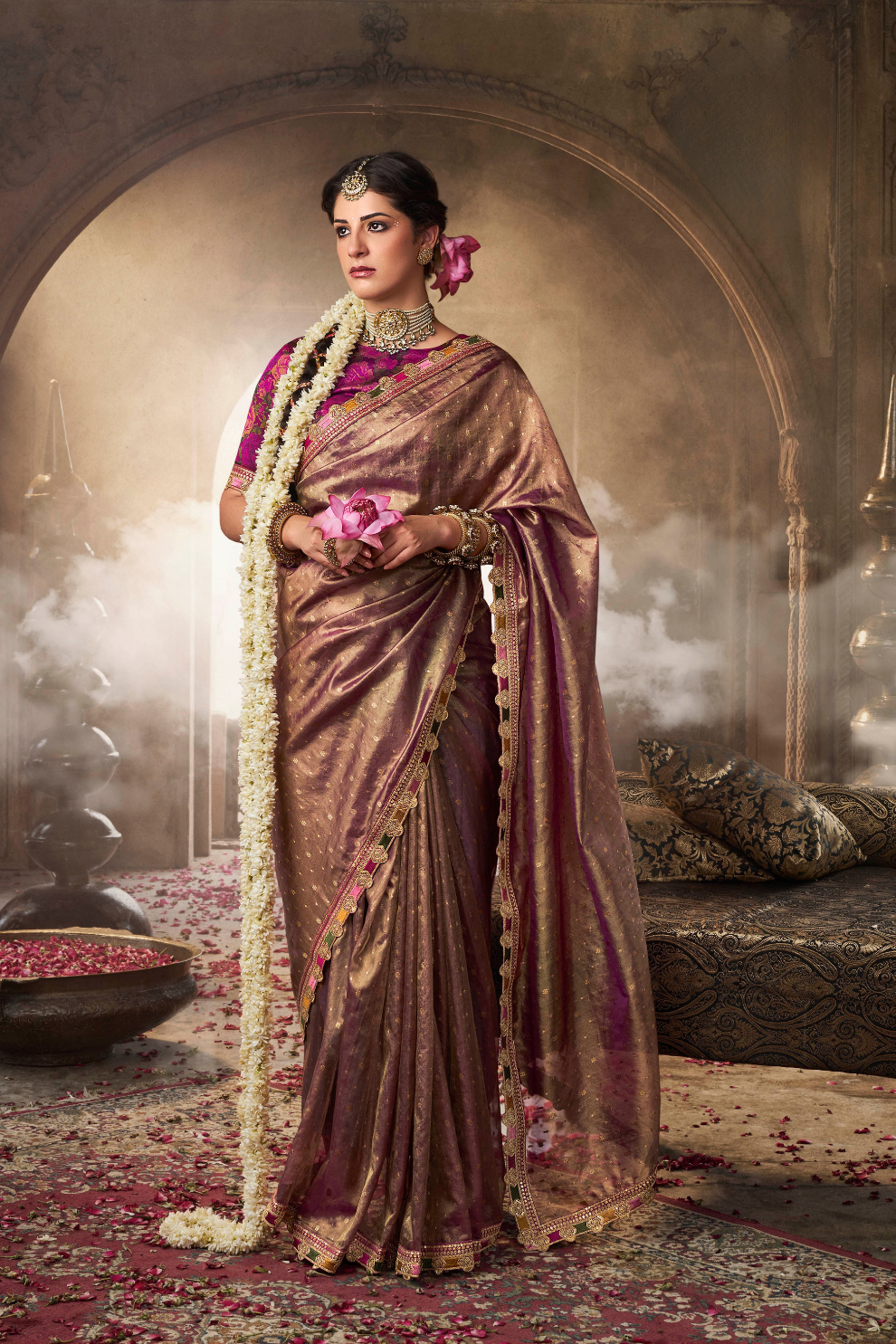 Pure Tissue Saree with Beaufort Multicolored Lace - LaVante Fashion