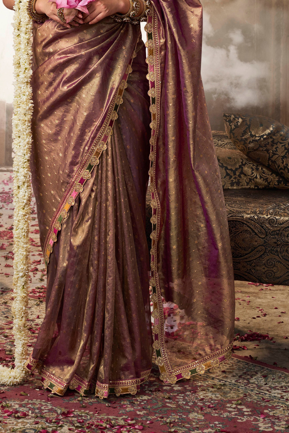 Pure Tissue Saree with Beaufort Multicolored Lace - LaVante Fashion