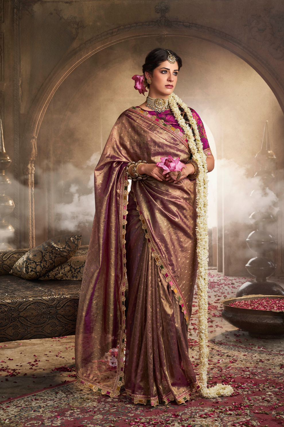 Pure Tissue Saree with Beaufort Multicolored Lace - LaVante Fashion