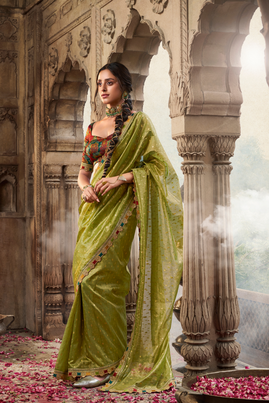Pure Tissue Saree with Beaufort Multicolored Lace - LaVante Fashion