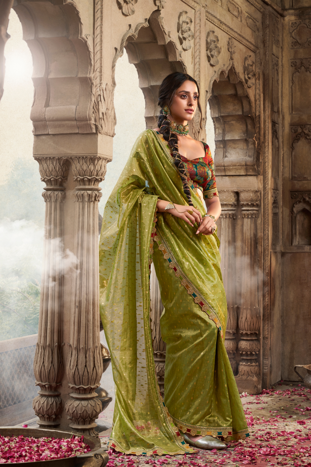Pure Tissue Saree with Beaufort Multicolored Lace - LaVante Fashion