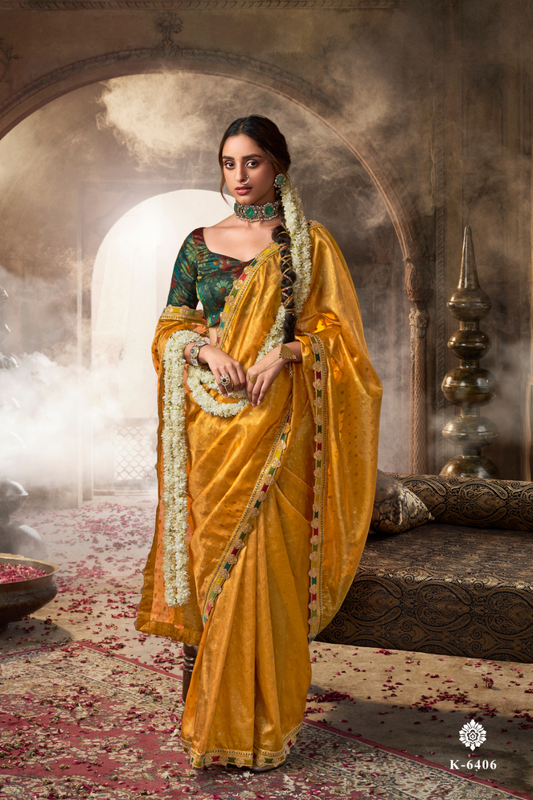 Pure Tissue Saree with Beaufort Multicolored Lace - LaVante Fashion