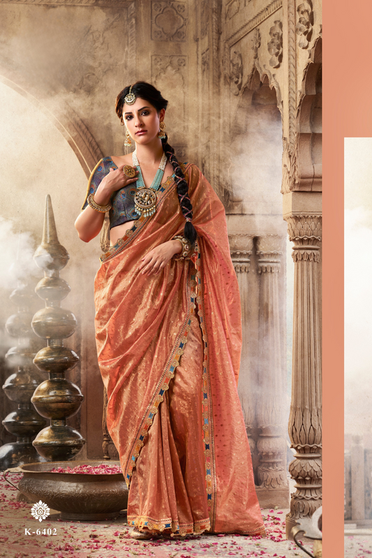Pure Tissue Saree with Beaufort Multicolored Lace - LaVante Fashion