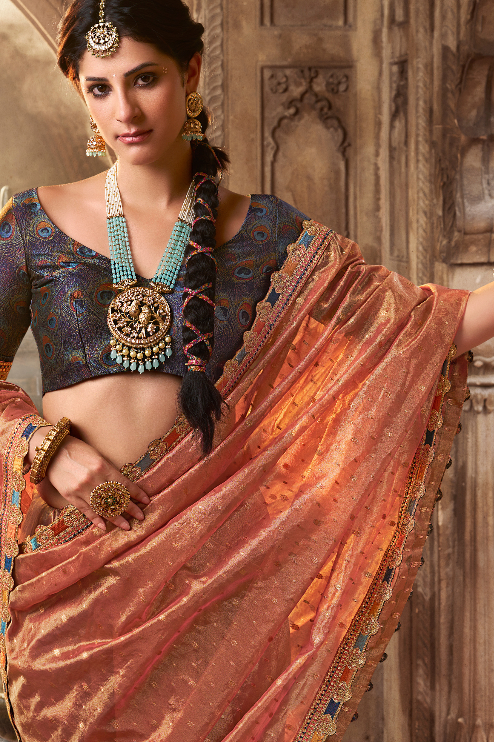 Pure Tissue Saree with Beaufort Multicolored Lace - LaVante Fashion