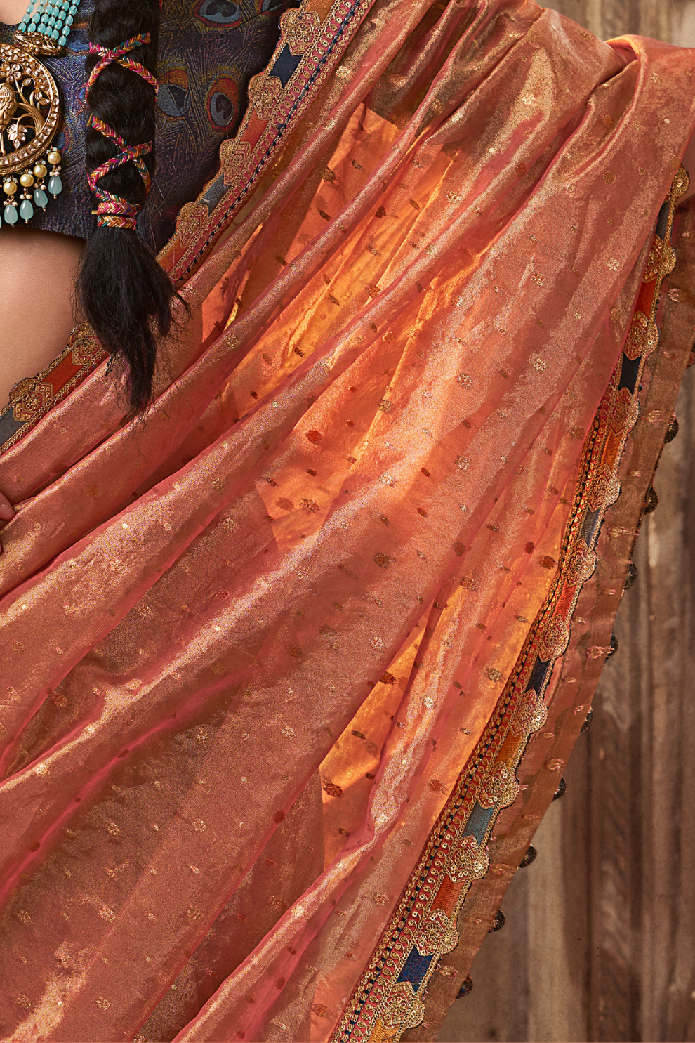 Pure Tissue Saree with Beaufort Multicolored Lace - LaVante Fashion