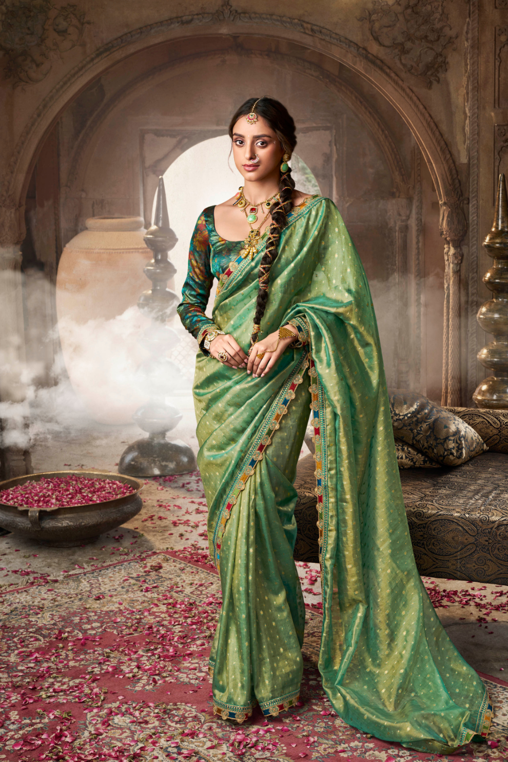 Pure Tissue Saree with Beaufort Multicolored Lace - LaVante Fashion