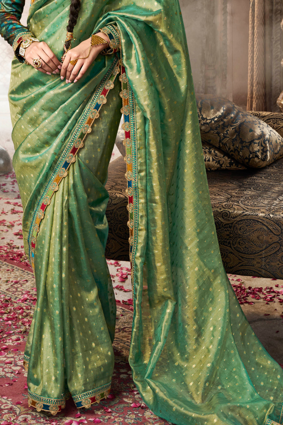 Pure Tissue Saree with Beaufort Multicolored Lace - LaVante Fashion