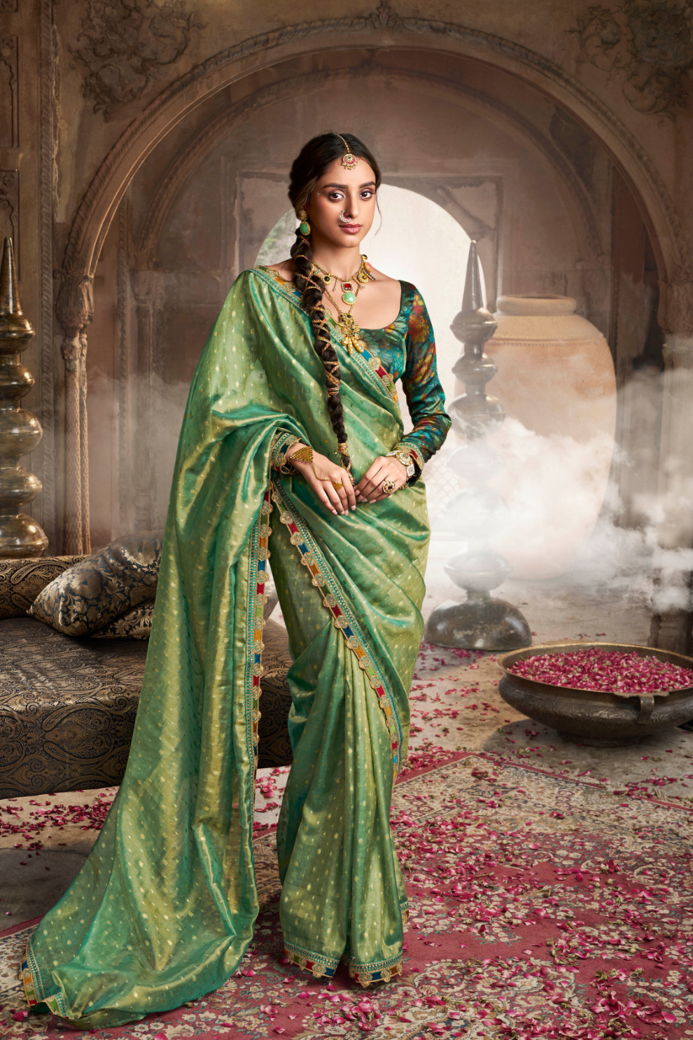 Pure Tissue Saree with Beaufort Multicolored Lace - LaVante Fashion