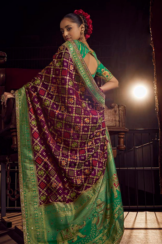 Pure Viscose Dola Saree With Handwork Blouse & Fancy Lace