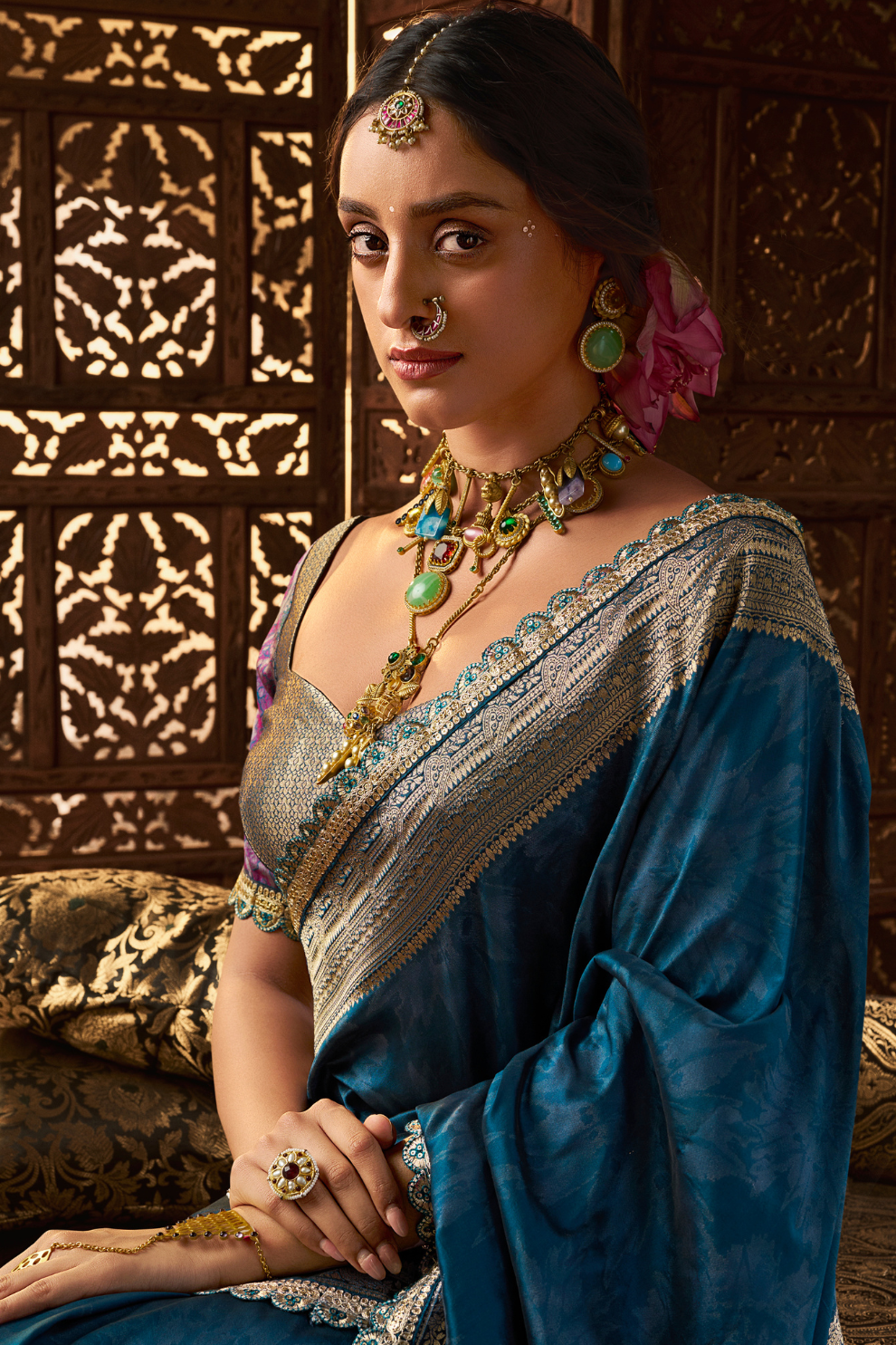 Soft Banarasi Silk Saree with Fancy Fabric - LaVante Fashion